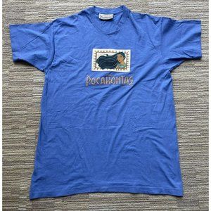 Vintage Disney Pocahontas Movie Promo Shirt XL Blue Princess Animated Character